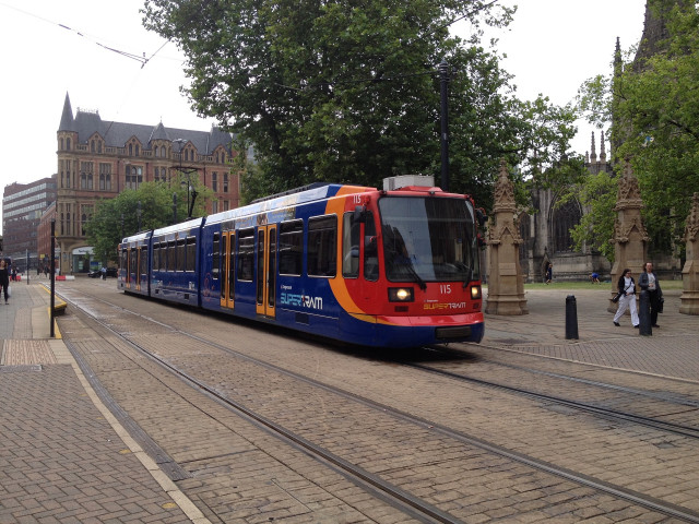 Ideas on where to go in Sheffield as a student - image of Tram in Sheffield that can be used to go to Meadowhall and multiple other Sheffield locations