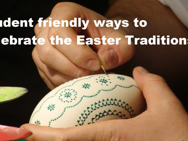 Student life - flat deco and decorating easter eggs